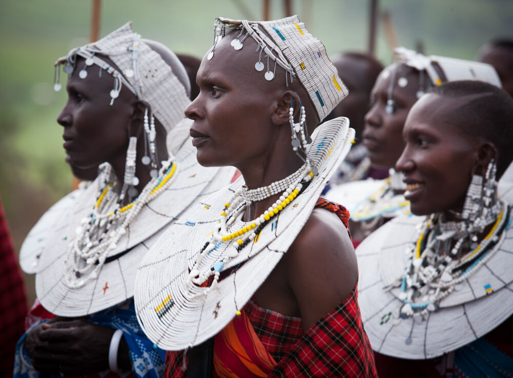 Maasai women in traditional dress