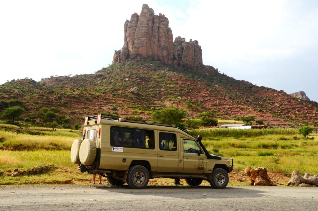 Safari vehicle on a game drive